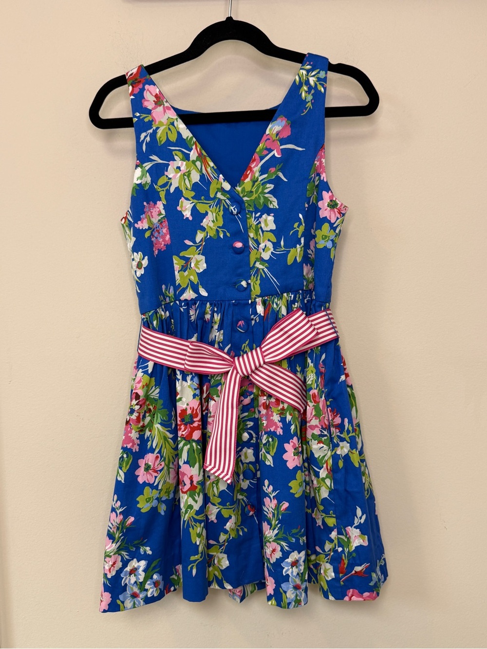 NWT Polo Ralph Lauren: Girls Blue Floral Sateen Sleeveless Party Dress, Size 8